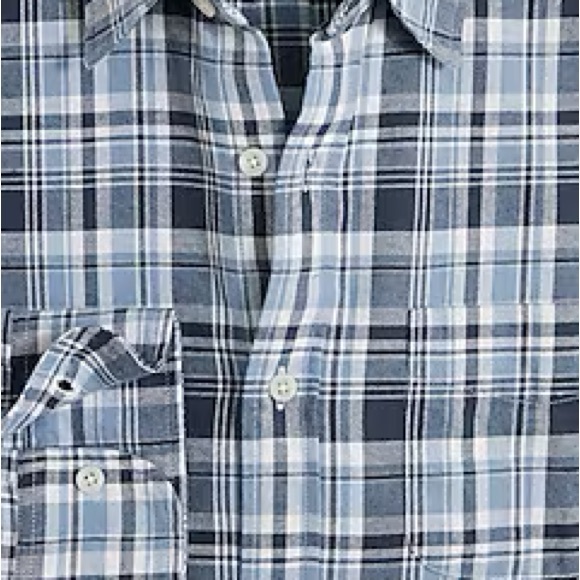 J. Crew Casual Flannel Blue and White Button Down Shirt - Picture 2 of 5